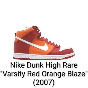 Nike Dunk High Rare "Varsity Red Orange Blaze" (2007) Mens 7.5 Womens 9 EUC